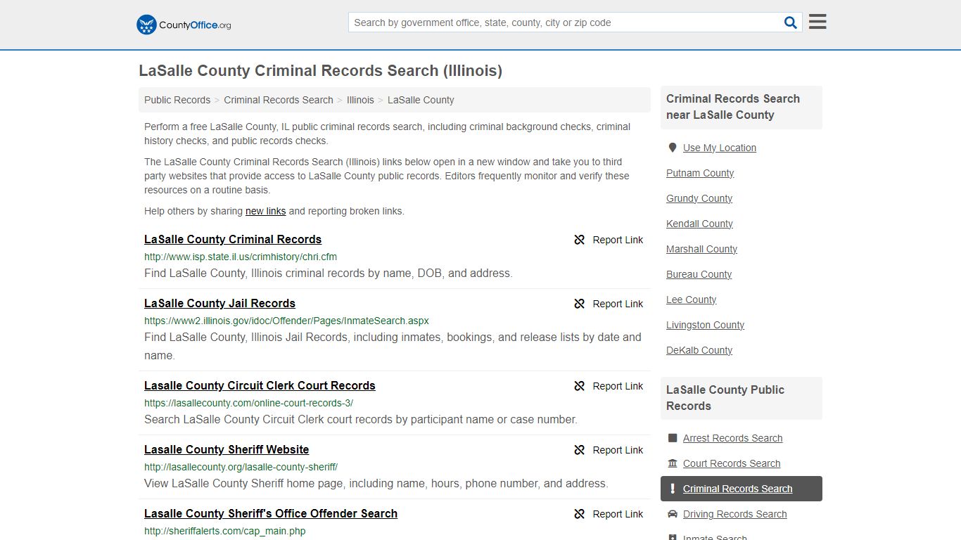 LaSalle County Criminal Records Search (Illinois) - County Office