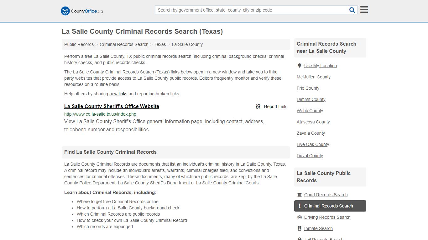 La Salle County Criminal Records Search (Texas) - County Office